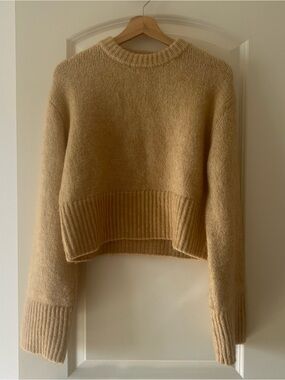 Zara Cropped Crewneck Sweater in Hay